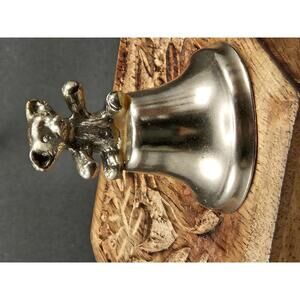 Vintage Taiwan Silver Tone Teddy Bear Bell Figurine Trinket Nursery Decor 2.5 In